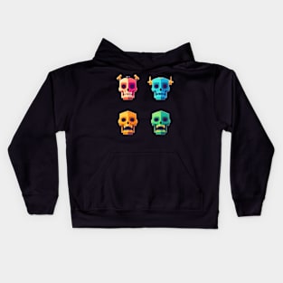 Colorful Creepy Neon Skulls set Kids Hoodie